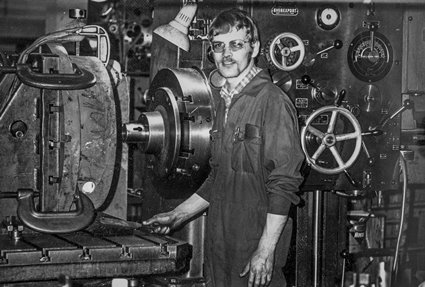 Ronny Johannesson inne på Holms Maskinfabrik i Ronneby, tidigt 1970-tal.