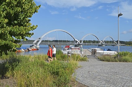 Ljungaviksbron i Sölvesborg, Europas längsta gång- och cykelbro, juli 2016.