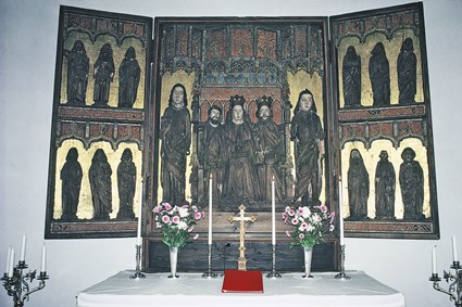 Altarskåpet från 1470-talet i Sillhövda kyrka, november 1987.
