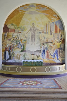 Gunnar Torhamns muralmålning i Sankt Måns kyrka, Torhamn, juli 2016.